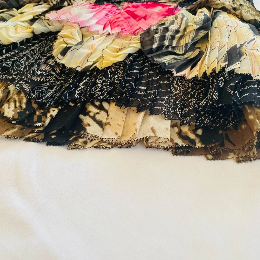 Diane Von Furstenberg Pink, Black and Cream Tiered A-Line Skirt - Picture 5 of 8